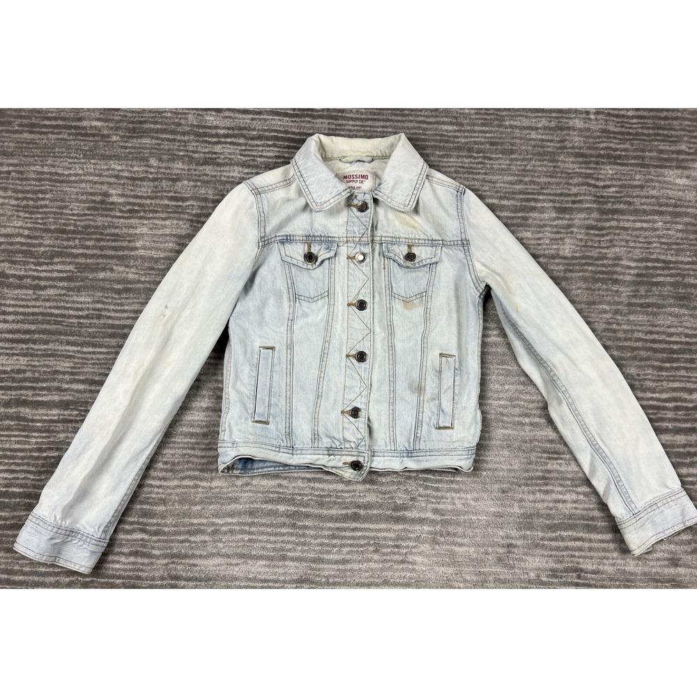 Mossimo Denim Jacket Womens XS Light Blue Trucker Cotton Button Up Long Sleeve
